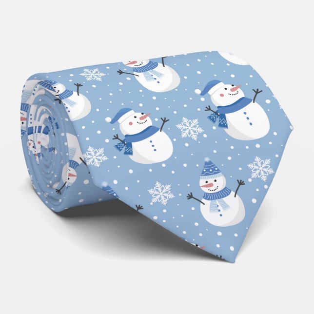 Festive Christmas tiled snowman pattern Tie (Rolled)