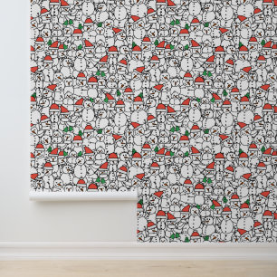 Festive Christmas tiled snowman pattern Wallpaper