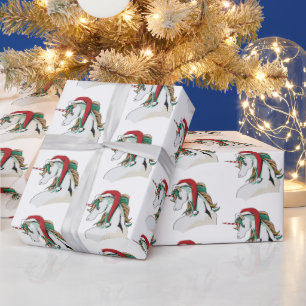 festive Christmas tiled unicorn party Wrapping Paper