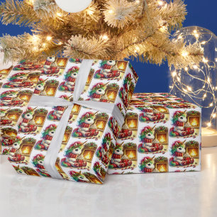 Festive Christmas tiled unicorn  Wrapping Paper