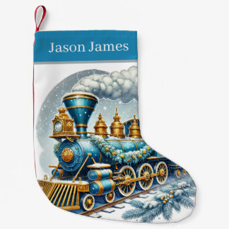 Festive Christmas train add name Small Christmas Stocking