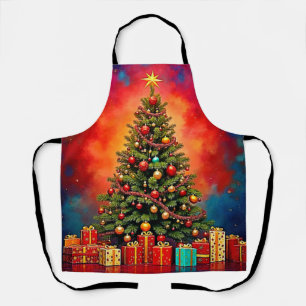 Festive Christmas Tree and Gifts Art Apron