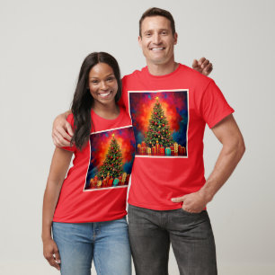 Festive Christmas Tree and Gifts Art T-Shirt