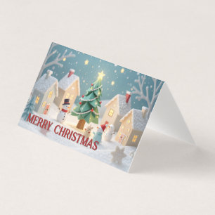 Festive Christmas Tree and Snowmen Scene