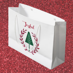 Festive Christmas Tree and Wreath Large Gift Bag