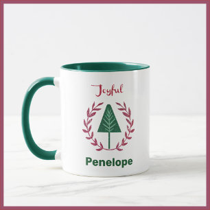 Festive Christmas Tree and Wreath Mug