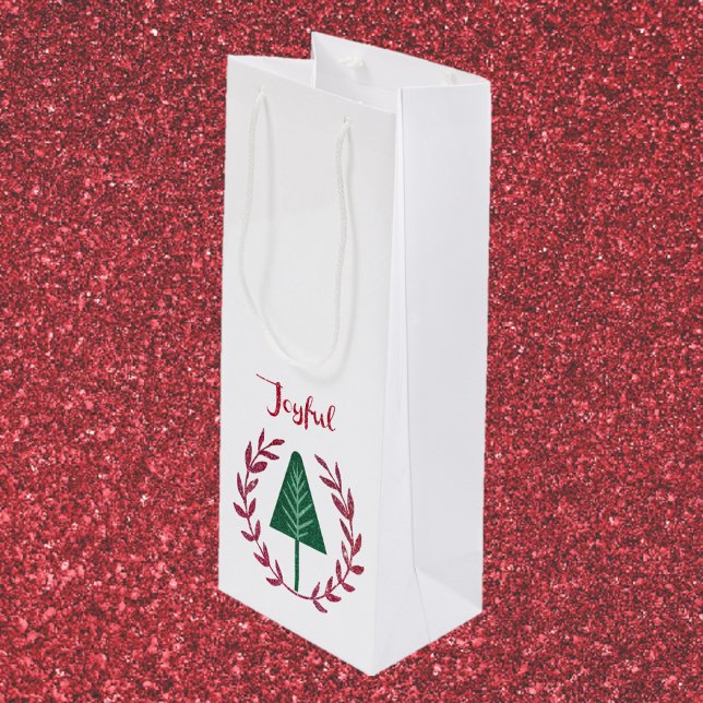Festive Christmas Tree and Wreath Wine Gift Bag (Creator Uploaded)