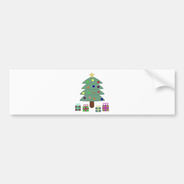 Festive Christmas Tree Bumper Sticker (Front)