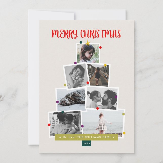 Festive Christmas Tree Collage Photo Card (Front)