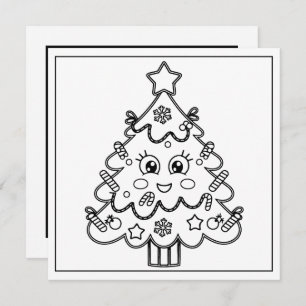Festive Christmas tree coloring Holiday Card