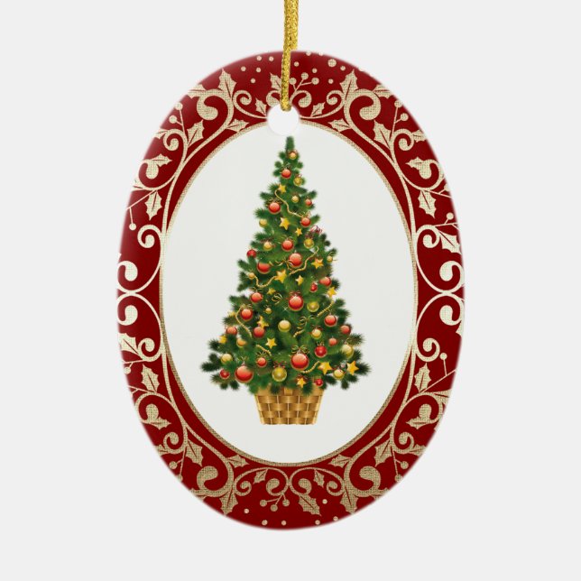 Festive Christmas Tree Custom Ceramic Tree Decoration (Front)