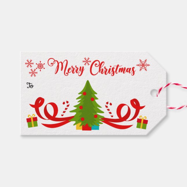 Festive Christmas Tree Gift Tags (Front (Horizontal))