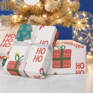 Festive Christmas Tree green red Vintage Retro  Wrapping Paper