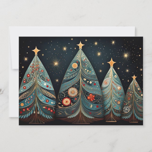 Festive Christmas Tree Greeting Card (Front)