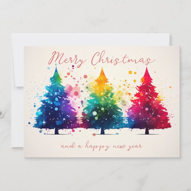 Festive Christmas Tree Greeting Card (Front)