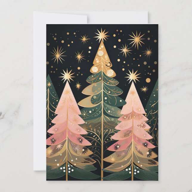 Festive Christmas Tree Greeting Card (Front)