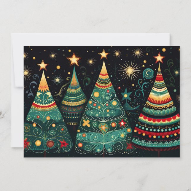 Festive Christmas Tree Greeting Card (Front)