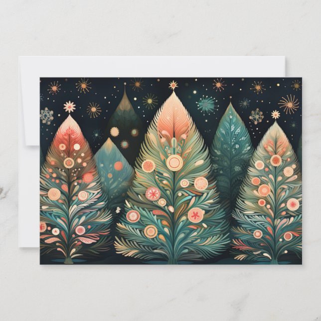 Festive Christmas Tree Greeting Card (Front)
