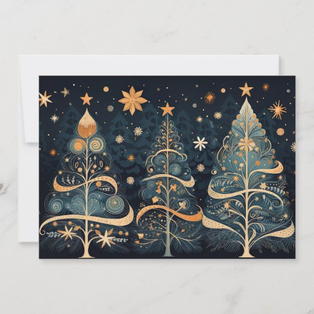 Festive Christmas Tree Greeting Card (Front)