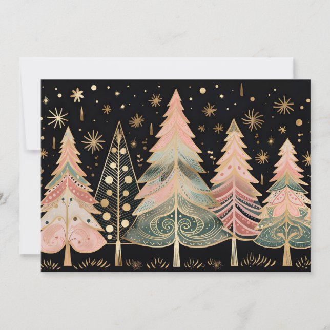 Festive Christmas Tree Greeting Card (Front)