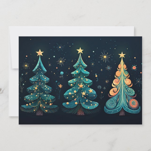 Festive Christmas Tree Greeting Card (Front)