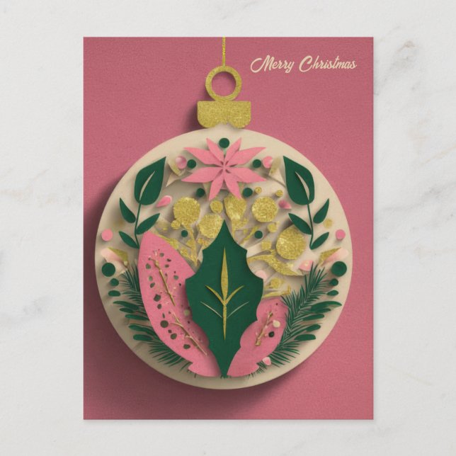 Festive Christmas Tree Greeting Holiday Postcard (Front)