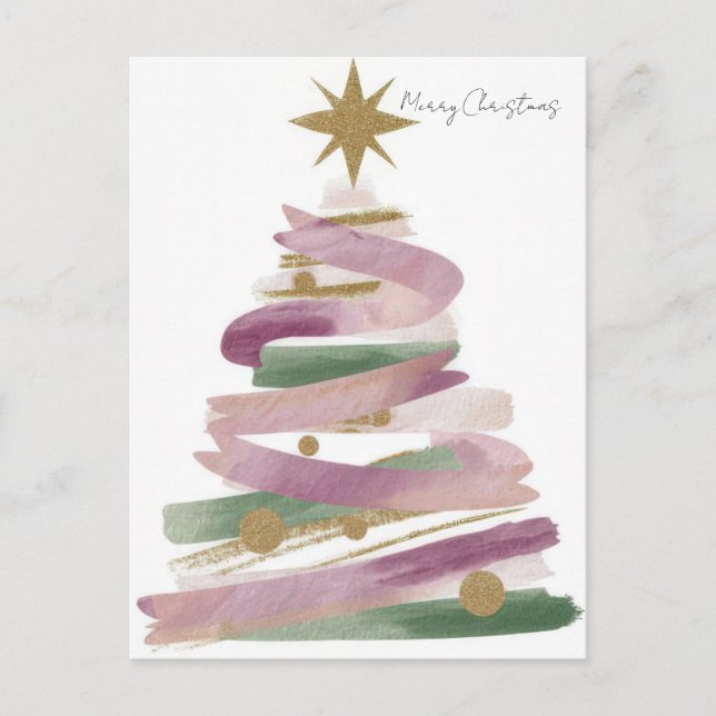 Festive Christmas Tree Greeting Postcard (Front)