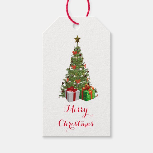 Festive Christmas Tree Holiday Gift Tag (Front)