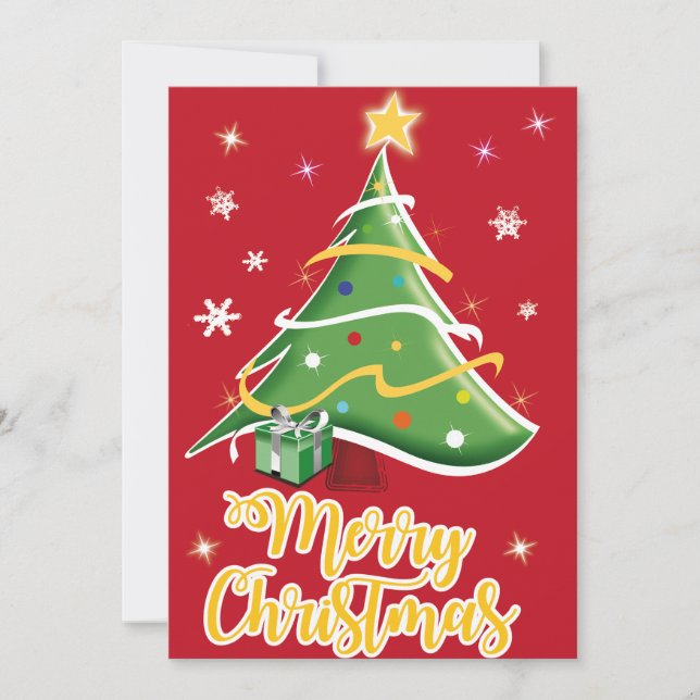 Festive Christmas Tree Holiday Greeting Card (Front)