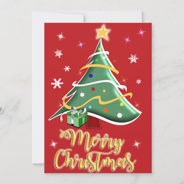 Festive Christmas Tree Holiday Greeting Card (Front)