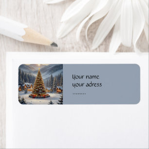 Festive Christmas tree in a mountain village