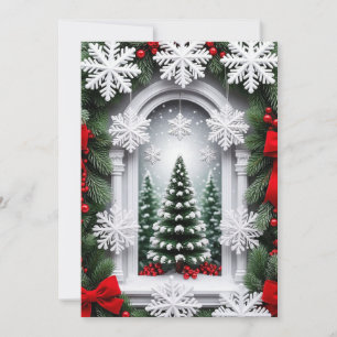 Festive Christmas Tree in Snowy Winter Invitation