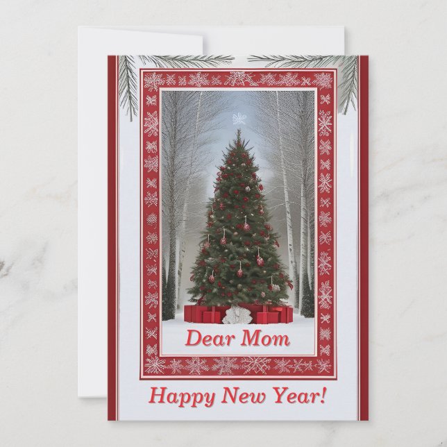 Festive Christmas Tree in Snowy Winter Invitation (Front)