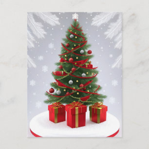 Festive Christmas Tree in Snowy Winter Postcard