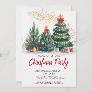 Festive Christmas Tree Party Invitation