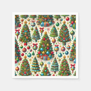 Festive Christmas Tree Pattern Napkin