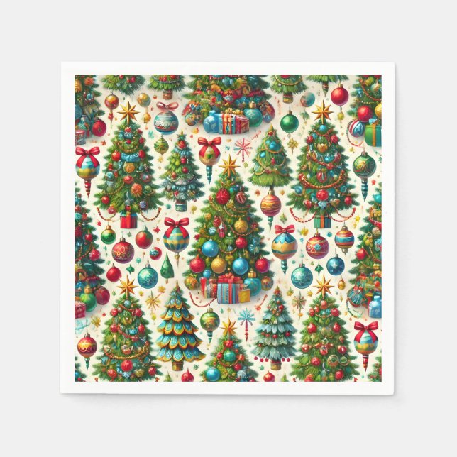 Festive Christmas Tree Pattern Napkin (Front)
