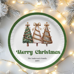 Festive Christmas Tree Plates Editable Personalise