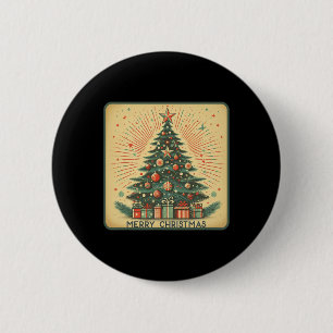 Festive Christmas Tree Presents Cute Vintage Chris 6 Cm Round Badge