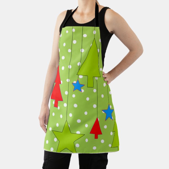 Festive Christmas Tree Print Apron (Insitu)