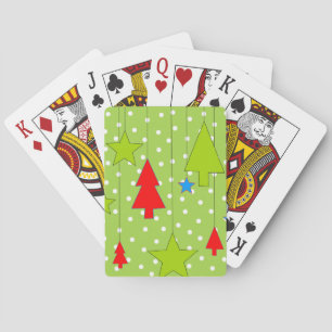 Festive Christmas Tree Print Playing Cards