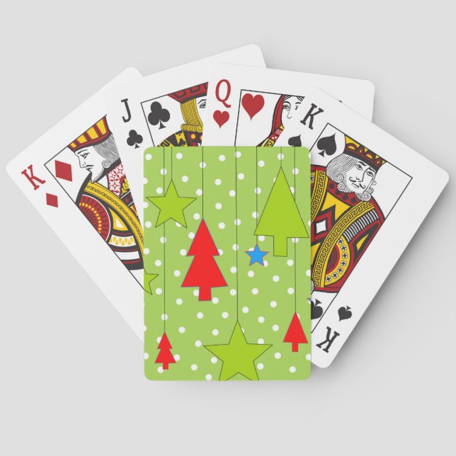 Festive Christmas Tree Print Playing Cards (Back)