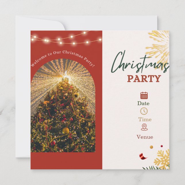 Festive Christmas Tree & Red Panel Square (Front)