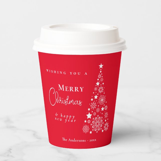 Festive Christmas tree Red Paper Cups (Front)