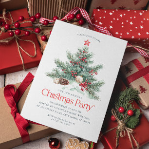 Festive Christmas Tree Red Retro Typography Thank You Card