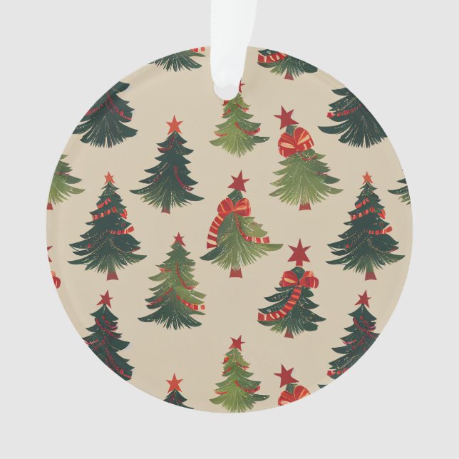 Festive Christmas Tree Repeating Pattern Ornament (Front)