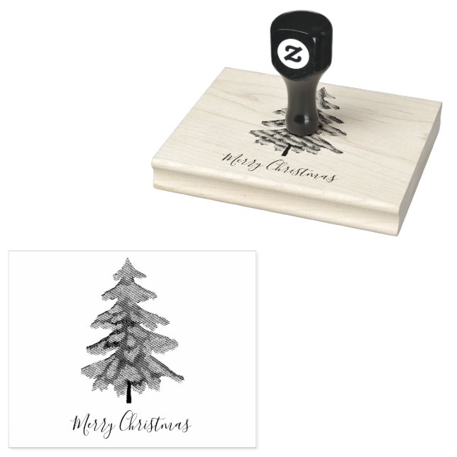 Festive Christmas Tree Rubber Stamp (Stamped)