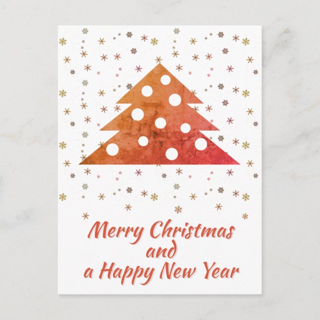Festive Christmas Tree Snowflakes Script Holiday Postcard (Front)