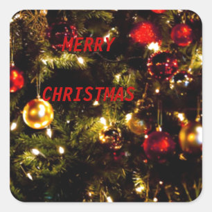Festive Christmas Tree Square Sticker