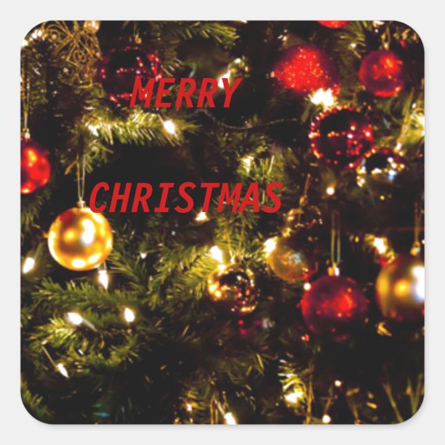 Festive Christmas Tree Square Sticker (Front)